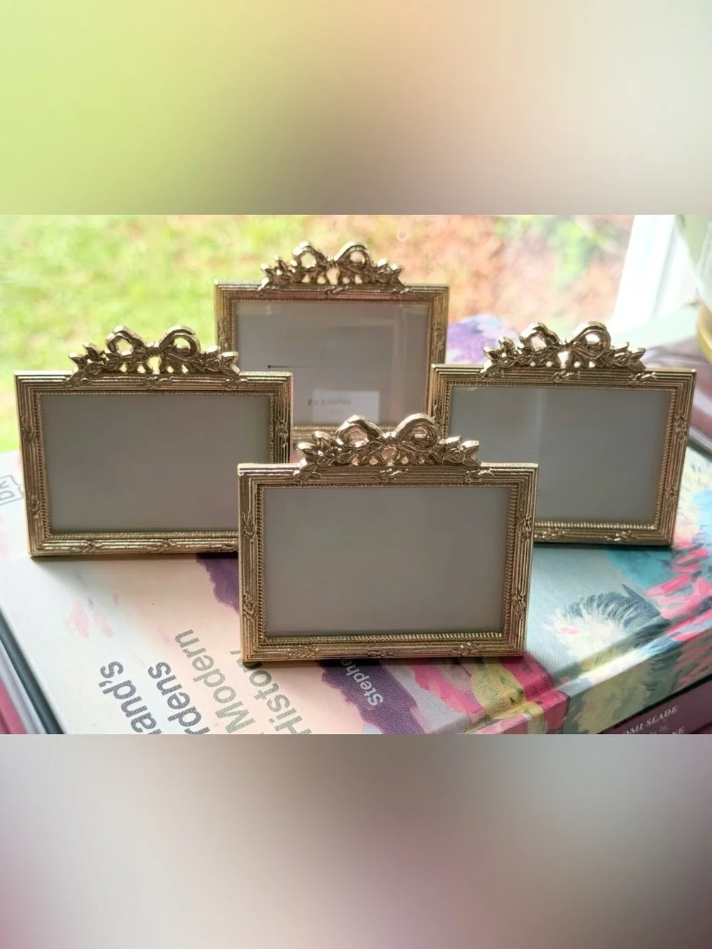 Set of 4 vintage brass bow frames
